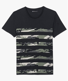 tee-shirt manches courtes a rayures camouflage vert tee-shirts7147201_4