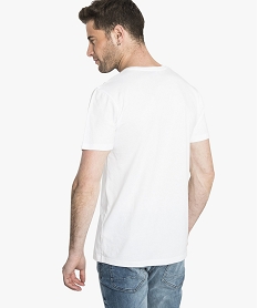 tee-shirt uni a manches courtes et imprime colore blanc7147301_3