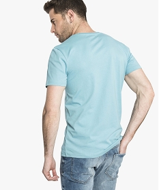 tee-shirt a manches courtes et col rond imprime estival bleu7147701_3