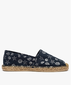 GEMO Espadrilles à motifs coquillages Bleu