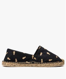 GEMO Espadrilles femme à motif ananas dorés Noir