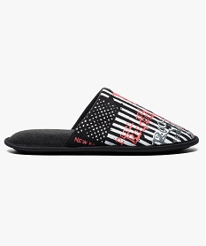 GEMO Chaussons mules imprimé New York Noir