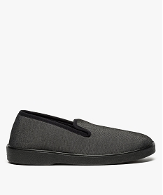 GEMO Chaussons homme à fines rayures forme charentaises noir standard