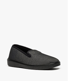 chaussons homme a fines rayures forme charentaises noir7166501_2