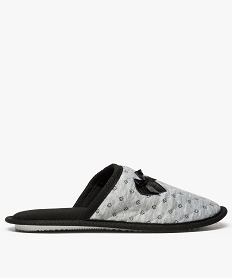 chaussons mules avec dessus matelasse et motifs cœur gris7168701_1