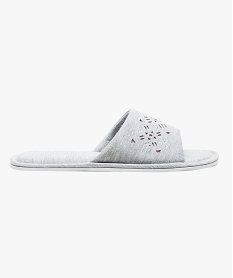 GEMO Chaussons mules ouvertes avec strass Gris