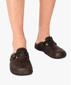 GEMO Sabots à semelle intérieure cuir spécial confort homme marron standard