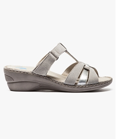 GEMO Mules fantaisie en cuir - ConfortSoft Gris