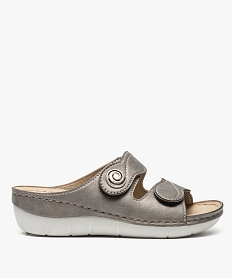 GEMO Mules femme aspect irisé et brides à scratch - Cloggy Gris