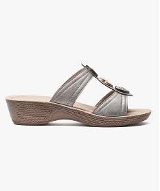 GEMO Mules ouvertes au coloris irisé avec boutons fantaisie gris standard