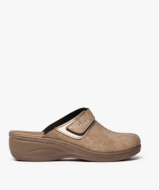 GEMO Sabots femme confort à strass et empiècement métallisé - Cloggy marron fonce