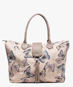 grand sac cabas motif papillon beige sacs a dos et sacs de voyage7179001_1