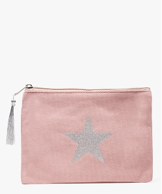 GEMO Pochette zippée en textile motif étoile Rose