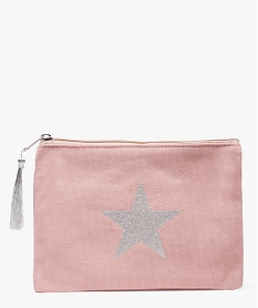 pochette zippee en textile motif etoile rose7181601_1