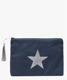 GEMO Pochette zippée en textile motif étoile Bleu