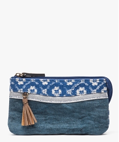 portefeuille pochette en textile a motifs bleu7182301_1