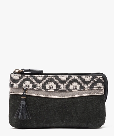 GEMO Portefeuille pochette en textile à motifs Noir