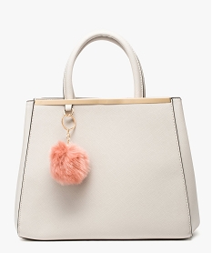 GEMO Sac femme rigide porté main avec pompon Gris