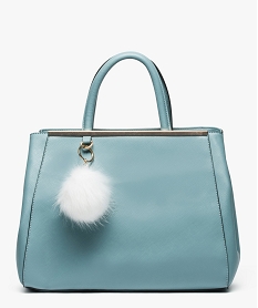 GEMO Sac femme rigide porté main avec pompon Bleu