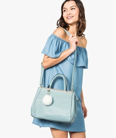sac femme rigide porte main avec pompon bleu7191101_4