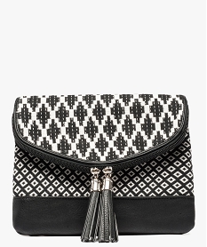 GEMO Pochette femme à bandoulière en jacquard Noir