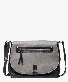 sac besace bicolore avec poche zippe gris7193801_1