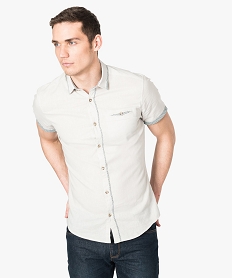 chemise manches courtes a lisere contrastant beige chemise manches courtes7201101_1