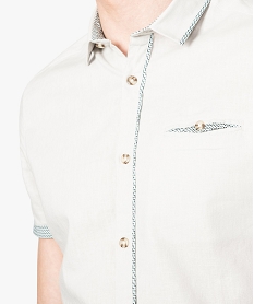 chemise manches courtes a lisere contrastant beige chemise manches courtes7201101_2