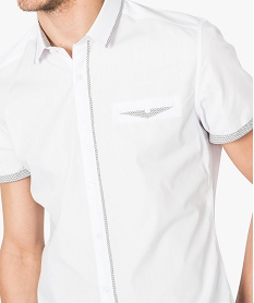 chemise a manches courtes avec finitions a motifs - repassage facile blanc chemise manches courtes7201201_2