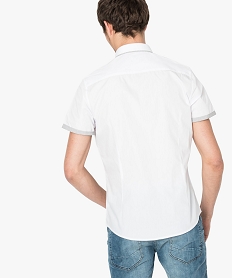 chemise a manches courtes avec finitions a motifs - repassage facile blanc chemise manches courtes7201201_3