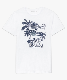 tee-shirt uni a manches courtes imprime palmiers blanc7203401_4