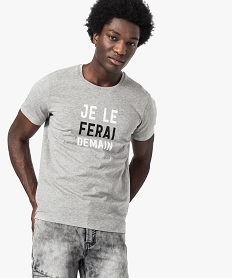 GEMO Tee-shirt manches courtes à message Gris