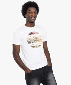 tee-shirt uni a col rond imprime palmiers blanc7203901_1