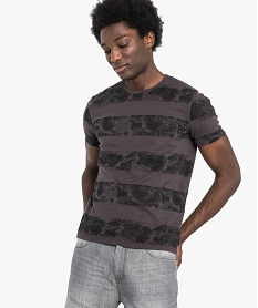 tee-shirt manches courtes a rayures contrastantes gris7204001_1