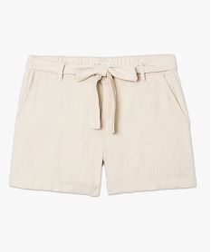 short large en lin avec ceinture a nouer beige shorts7205001_4