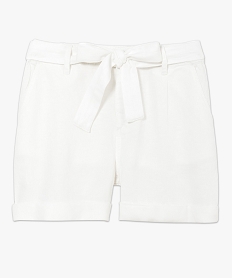 short large en lin avec ceinture a nouer blanc shorts7206301_4