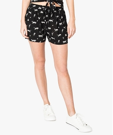GEMO Short femme fluide imprimé avec taille élastiquée kaki fonce