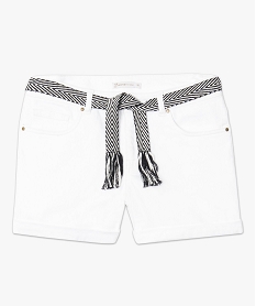 short uni avec ceinture tressee bicolore blanc shorts7207101_4