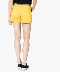 short uni avec ceinture tressee bicolore jaune shorts7207401_3