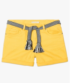short uni avec ceinture tressee bicolore jaune shorts7207401_4