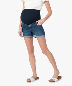 GEMO Short grossesse en jean bandeau taille haute Gris