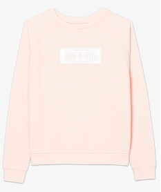 sweat femme molletonne et imprime a manches raglan rose7208501_4