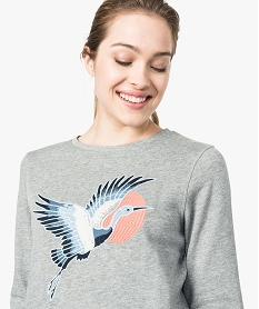 sweat broderie oiseau gris7208901_2