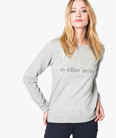 GEMO Sweat pailleté avec inscription  Parfaite en édition limitée Gris