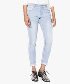 GEMO Jean femme slim stretch taille normale blanc chine