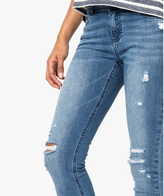 jean slim dechire aspect use bleu pantalons jeans et leggings7212201_2
