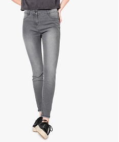 GEMO Jean skinny taille basse en stretch 4 poches Gris