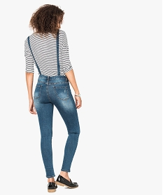 salopette femme en jean stretch coupe slim effet use bleu7215601_3