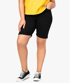 bermuda femme grande taille en coton stretch coupe ajustee noir pantacourts et shorts7215901_1