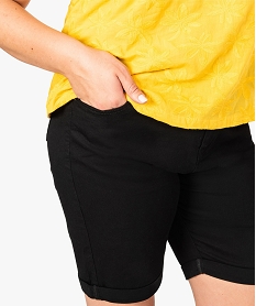 bermuda femme grande taille en coton stretch coupe ajustee noir7215901_2